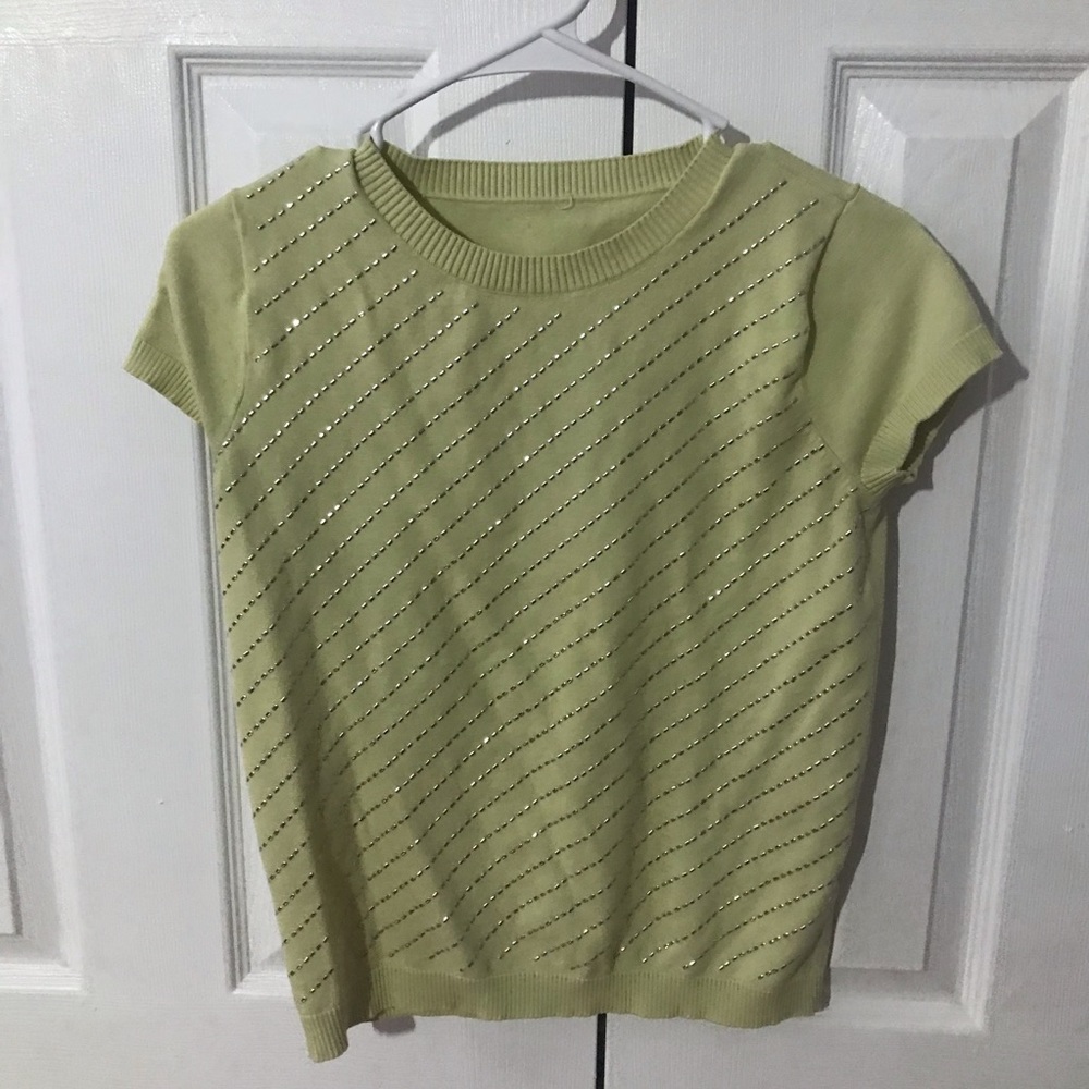 y2k bedazzled top- lime green